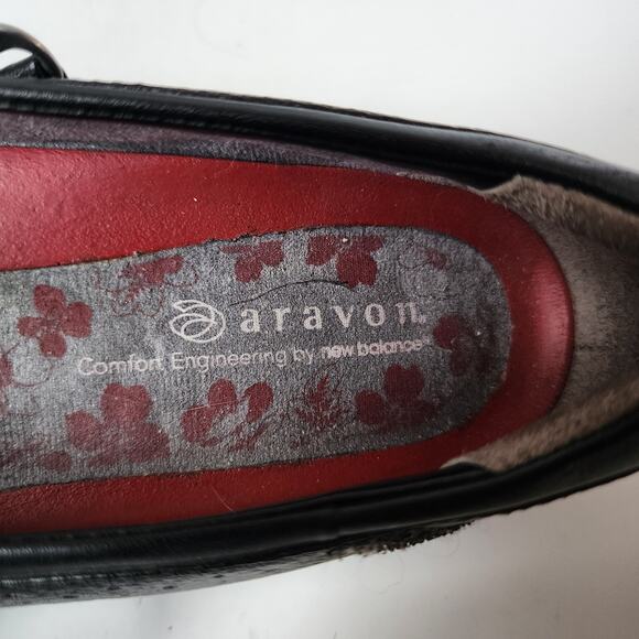 Aravon Mary Jane Shoes Womens Size 8.5 AA Black Leather Vibram Soles New Balance - Picture 10 of 11